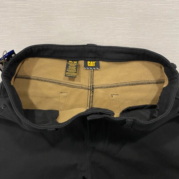 CAT Caterpillar Work Pants Mens 36 x 30 Black Canvas Fleece Lined Insulated - Picture 6 of 13